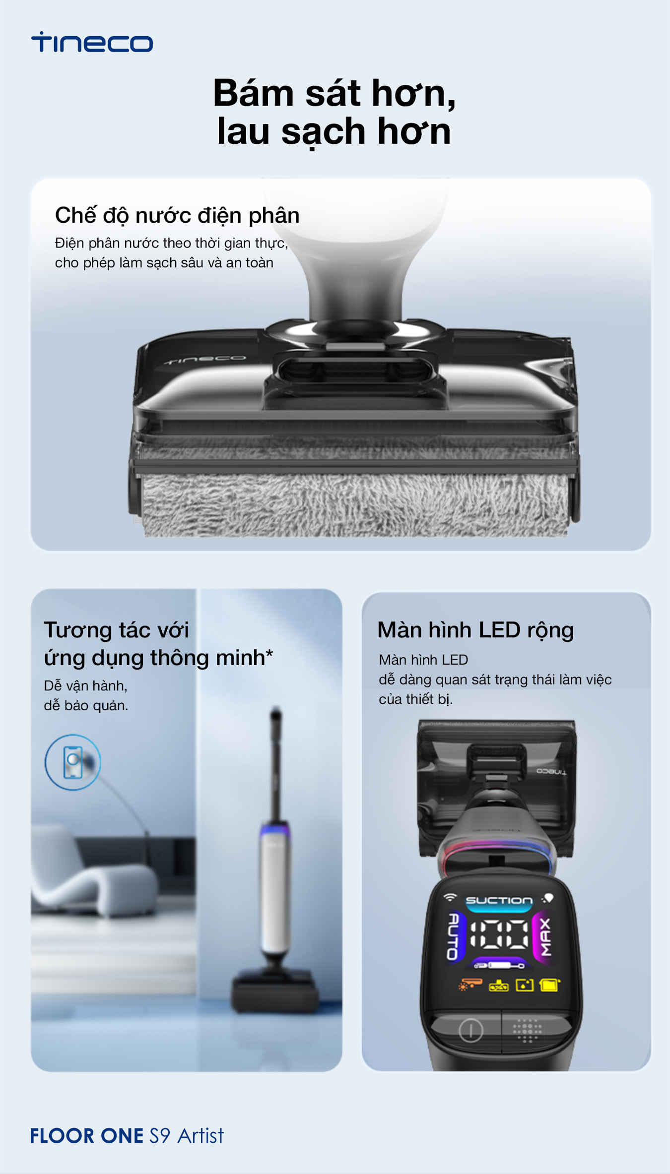 Máy hút bụi lau sàn khô ướt Tineco Floor One S9 Artist Steam Pro 